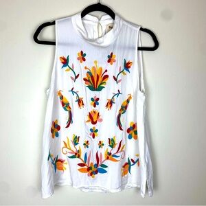 SAVANNAH JANE Bird Flower Embroidered Boho Top Medium